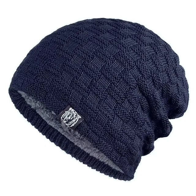 Winter Men's Plush Hat Lining Beanies Outdoor Sports Keep Warm Knitted Skullies