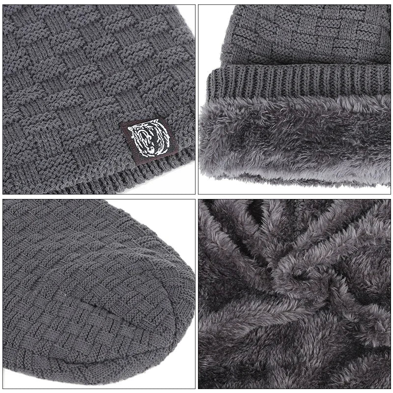 Winter Men's Plush Hat Lining Beanies Outdoor Sports Keep Warm Knitted Skullies