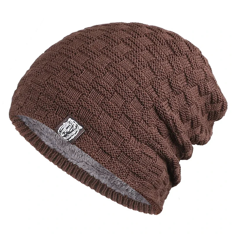 Winter Men's Plush Hat Lining Beanies Outdoor Sports Keep Warm Knitted Skullies