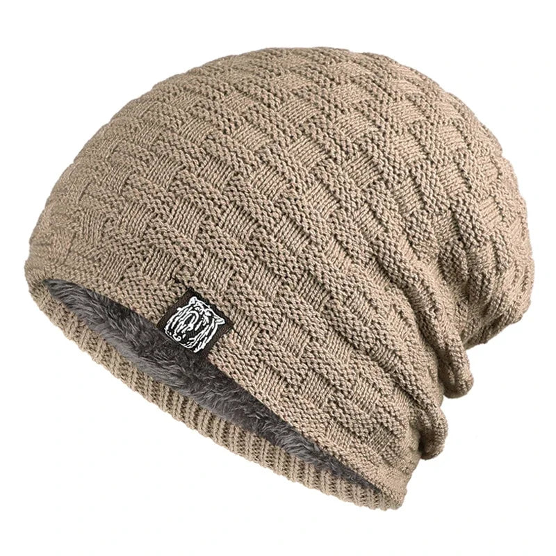 Winter Herren Plüsch Hut Futter Mützen Outdoor Sport Warm halten Gestrickte Skullies