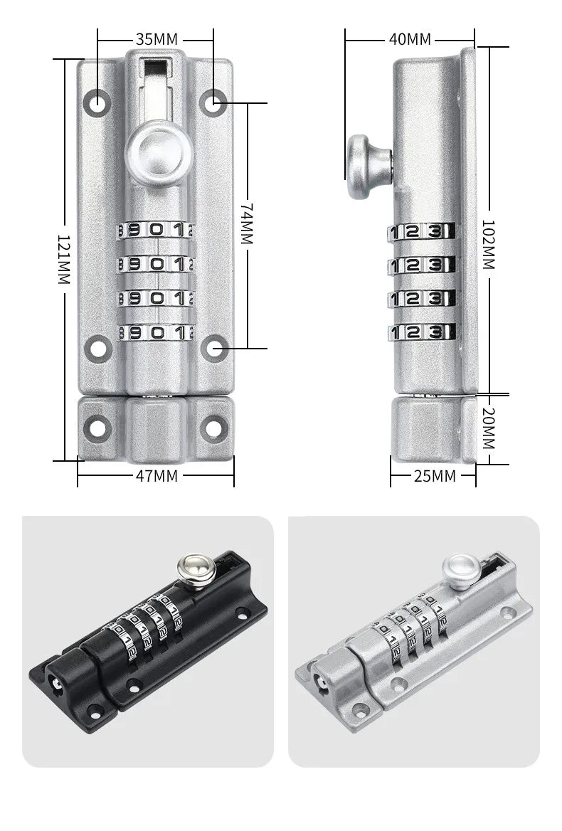 Wooden door code lock Zinc-alloy bolt safety latch combination digital padlock  hardware