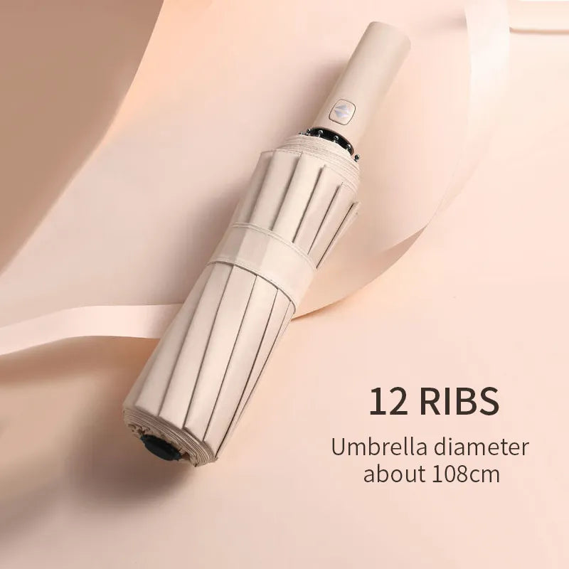 Xiaomi 12 Bone Solid Color Automatic Folding Umbrella Large UV Protection Sunshade