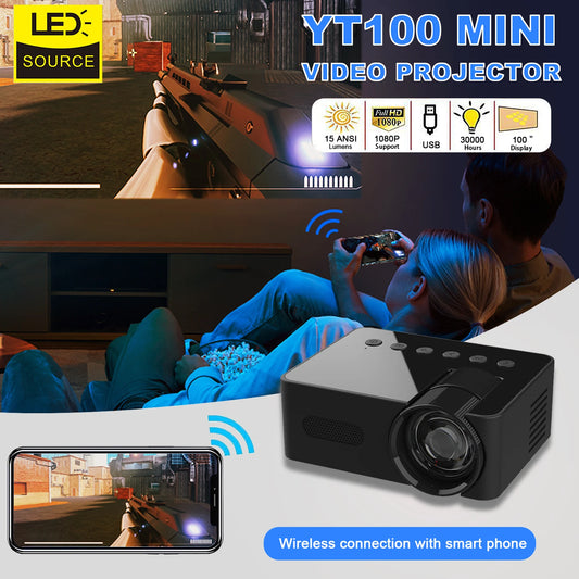 YT100 Mini Android Wifi Smart Portable Outdoor Projector Full HD1080P Office Home Theater Movie Wireless Same Screen Projector