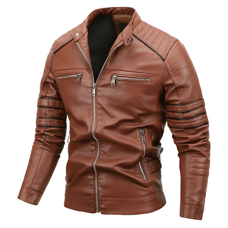 Men's Plus Velvet Motorcycle Jacket Leather