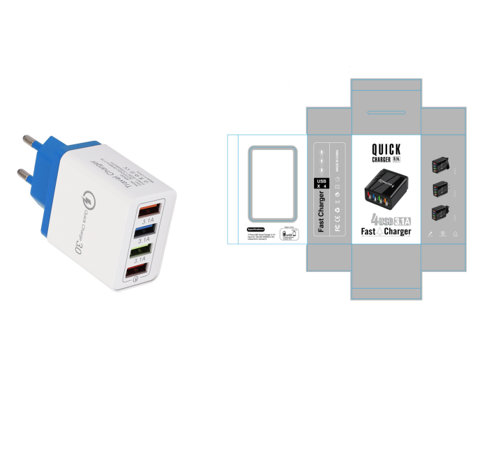 USB-Ladegerät Quick Charge 3.0 4 Handy-Adapter für Tablet, tragbares mobiles Wandladegerät, Schnellladegerät