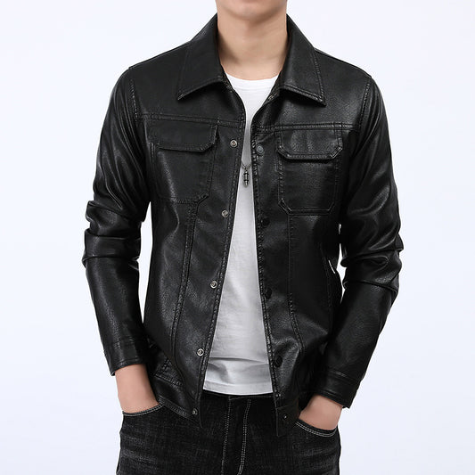 Men's Spring And Autumn Workwear Leather Jacket