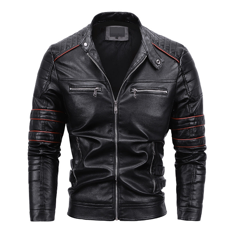 Men's Plus Velvet Motorcycle Jacket Leather