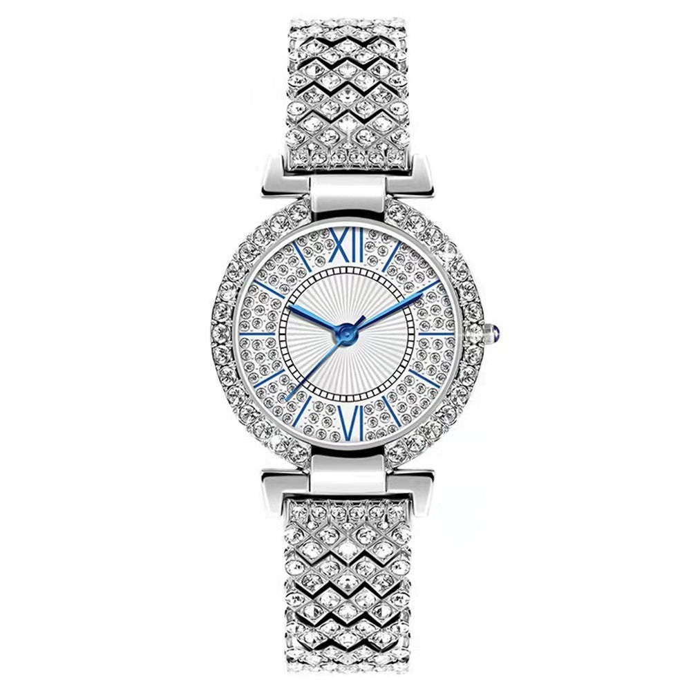 Full Diamond Roman Characters Five-piece Women's Fashion Watch Set