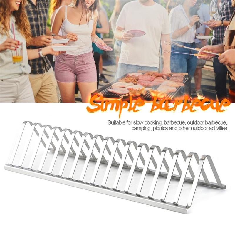 Edelstahl-Grill-Grill-Halter, Räucherrippen-Racks, Grillen, Grillzubehör, Braten im Freien, Picknick-Utensilien