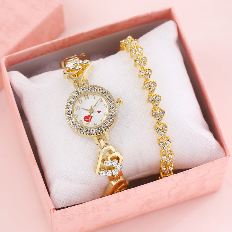 Heart Shape Diamond Small Dial Bracelet Watch Ladies