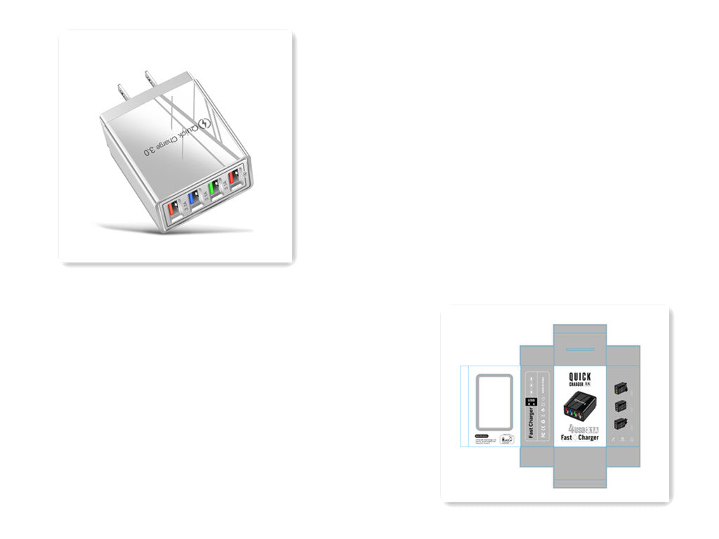 USB-Ladegerät Quick Charge 3.0 4 Handy-Adapter für Tablet, tragbares mobiles Wandladegerät, Schnellladegerät