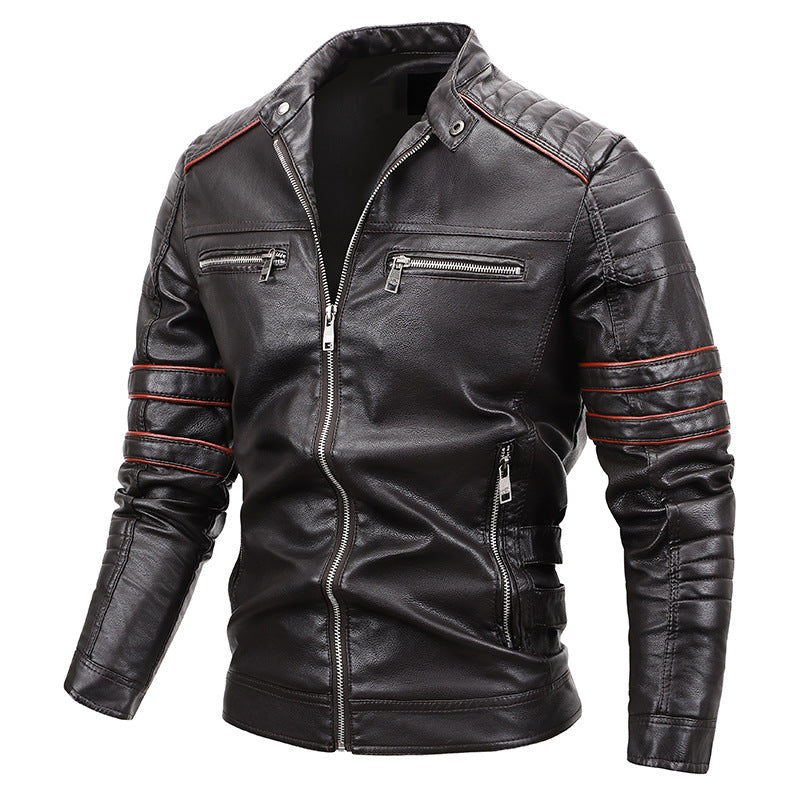 Men's Plus Velvet Motorcycle Jacket Leather