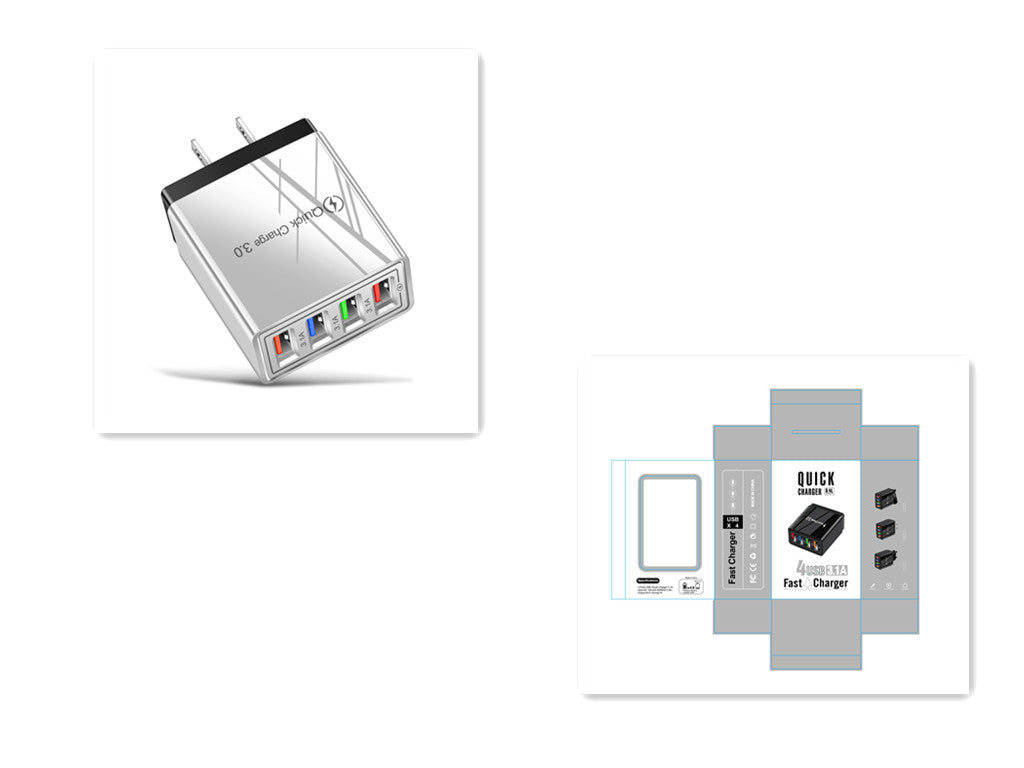 USB-Ladegerät Quick Charge 3.0 4 Handy-Adapter für Tablet, tragbares mobiles Wandladegerät, Schnellladegerät