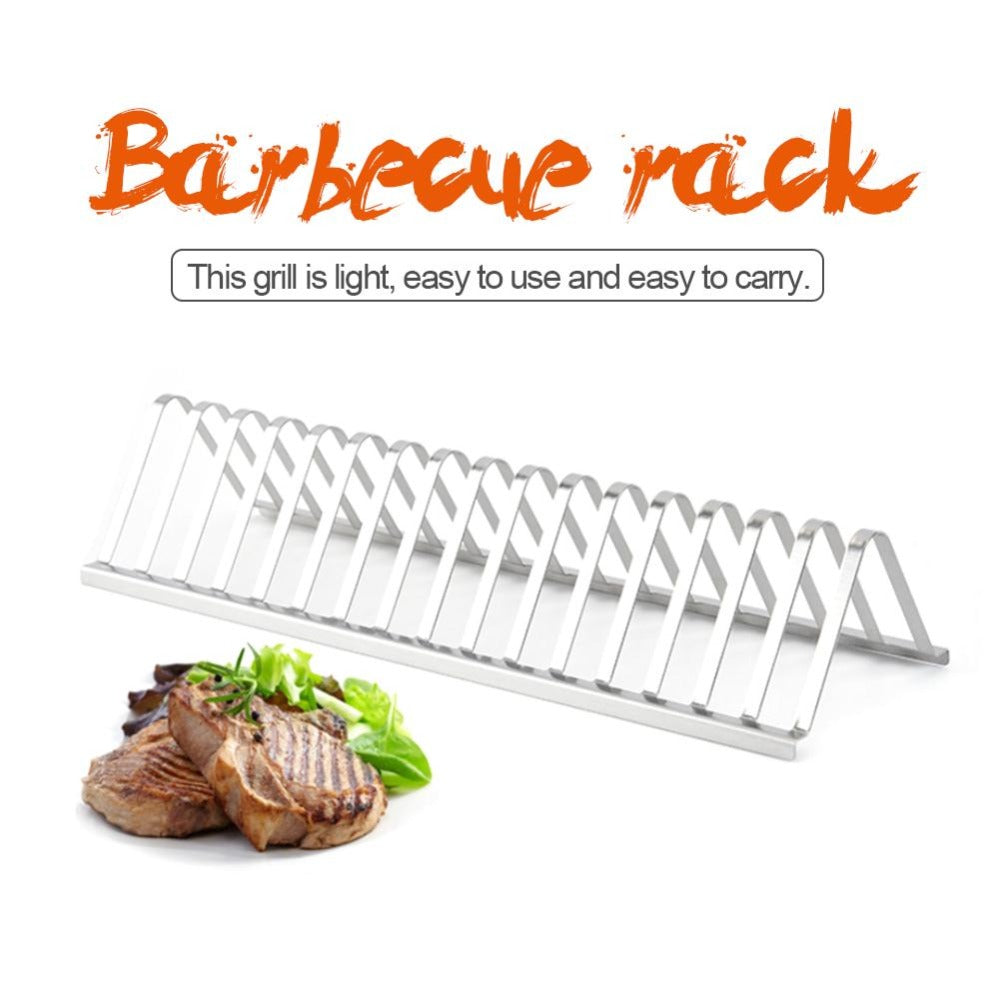 Edelstahl-Grill-Grill-Halter, Räucherrippen-Racks, Grillen, Grillzubehör, Braten im Freien, Picknick-Utensilien